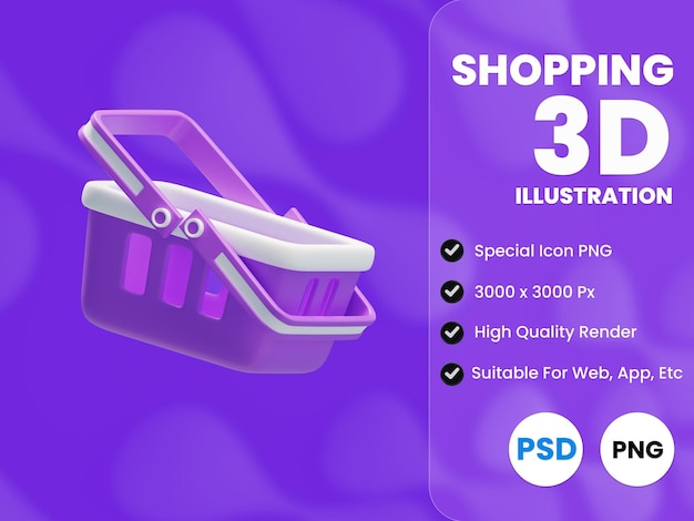 PSD bolso con 2 asas ilustración 3d