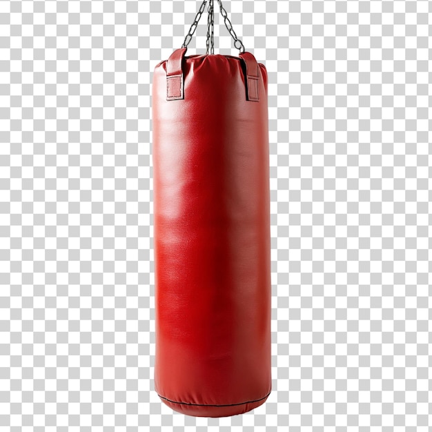 Bolso de boxeo rojo aislado sobre un fondo transparente