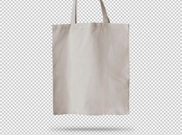 Bolso branco simples pendurado sobre um fundo transparente