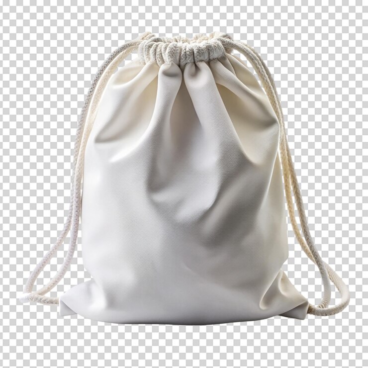 PSD bolso de cuerda blanca aislado sobre fondo blanco