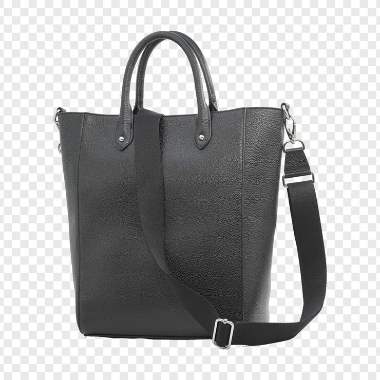 PSD bolso de cuero negro con correa de hombro