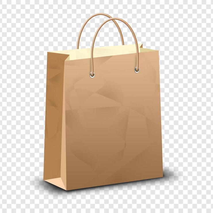 PSD bolso de compras de papel castanho com alças