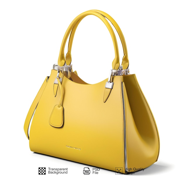 Bolso de couro amarelo com fundo transparente