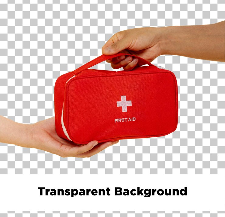 PSD bolso de primeiros socorros isolado sobre um fundo transparente