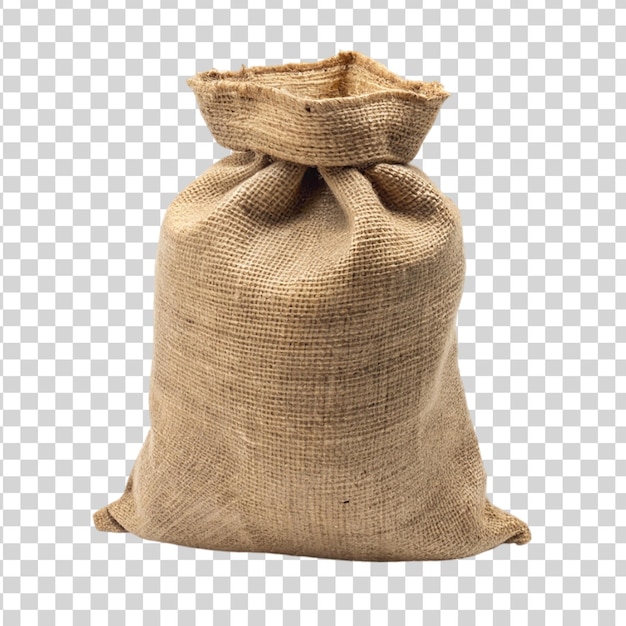 PSD bolso de saco de burlap isolado sobre um fundo transparente