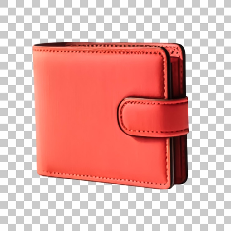 PSD un bolso de dinero de cuero rojo claro aislado sobre un fondo transparente