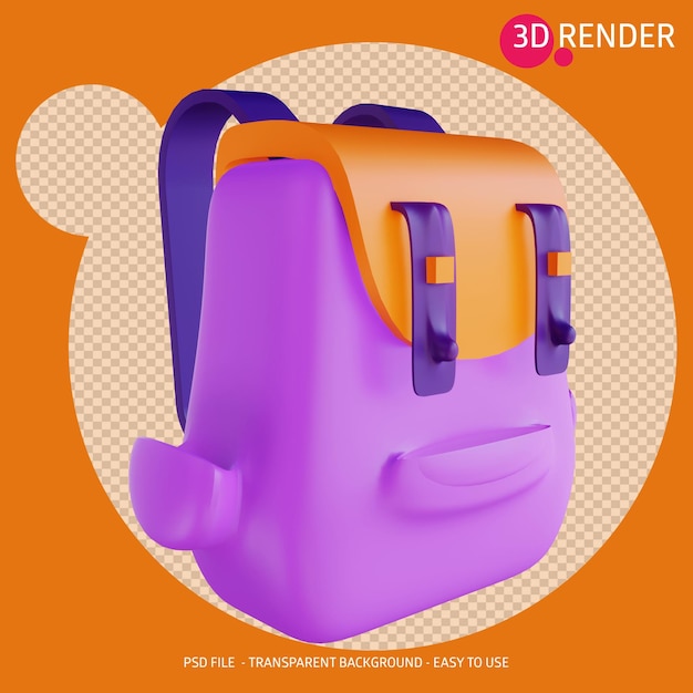 PSD bolso de escuela del icono 3d