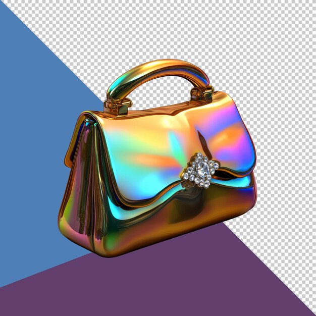 Bolso holográfico iridescente con cierre de diamante Accesorio de moda de lujo