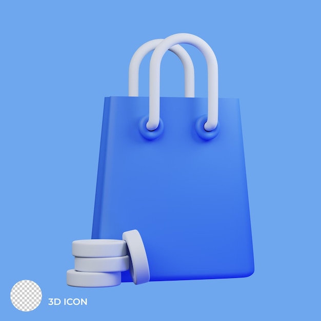 PSD bolso de mano con moneda ecommerce icono 3d