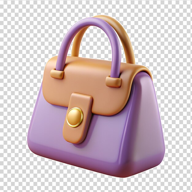 PSD bolso de mano púrpura y marrón sobre un fondo transparente