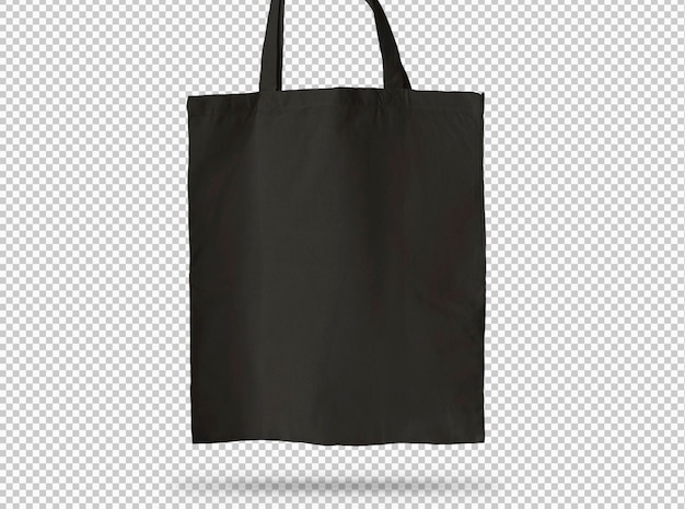Bolso preto simples pendurado sobre um fundo transparente