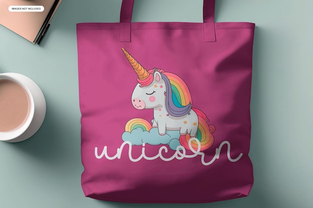 Un bolso rosa que dice unicornio.