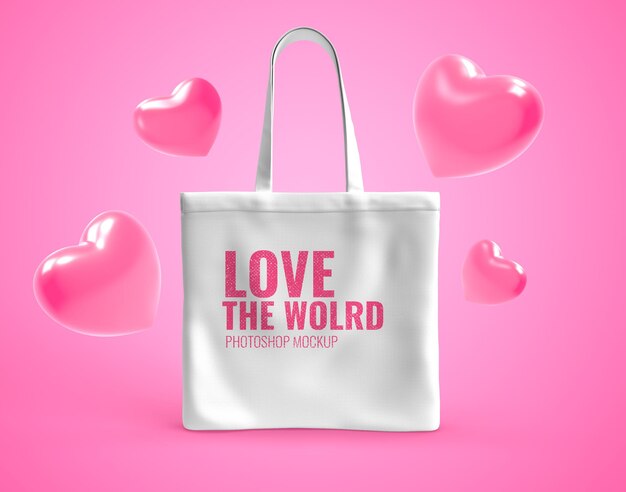 Bolso tote con maqueta de globo de corazón