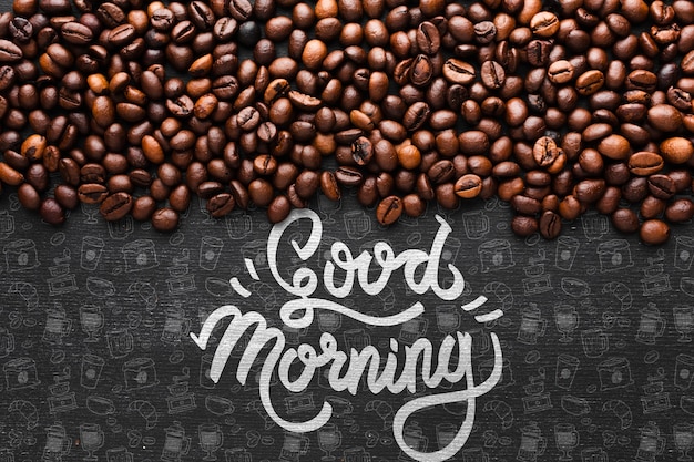 Bom dia fundo com grãos de café