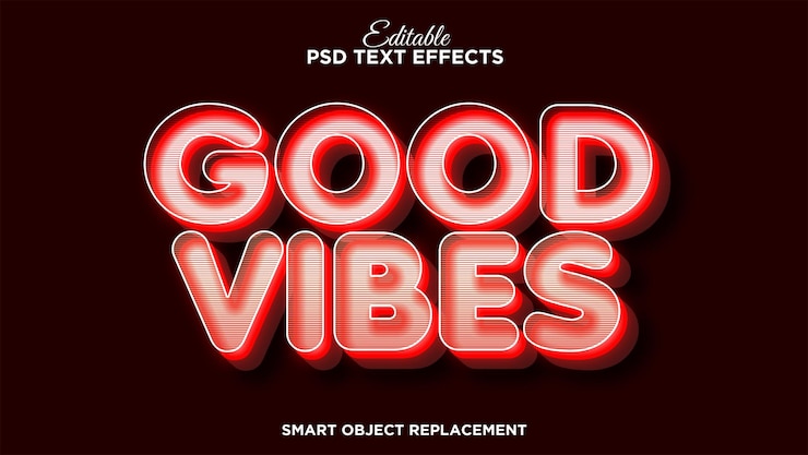 PSD bom efeito de texto vibes com estilo de cor moderno