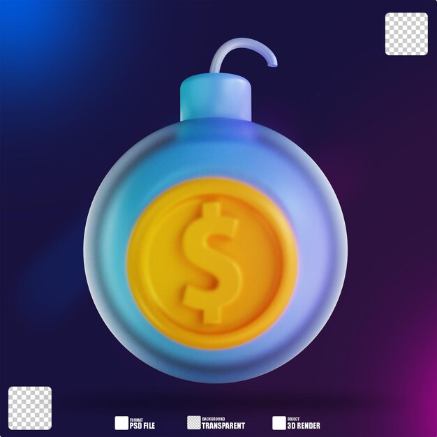 Bomba de dinero colorido de ilustración 3d
