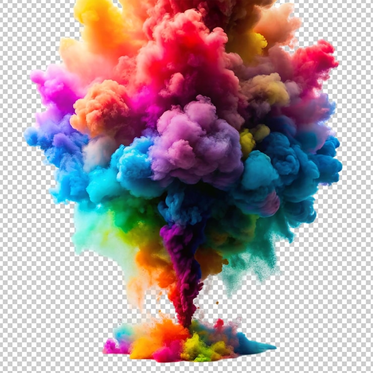 PSD bomba de humo de color sobre un fondo transparente