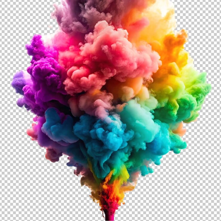 PSD bomba de humo de color sobre un fondo transparente