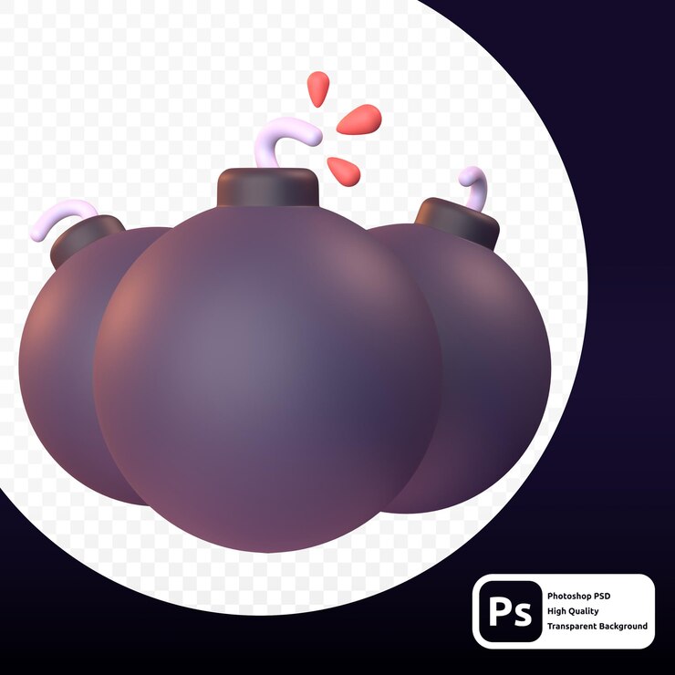 PSD bomba nel rendering 3d per il gioco di risorse grafiche