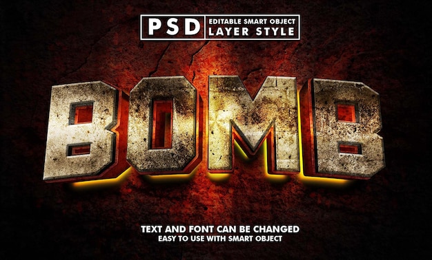 Bombe 3d realistischer texteffekt premium psd