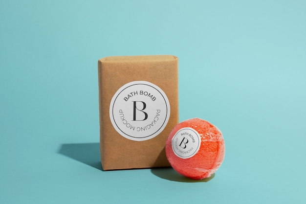 Bombe de bain ronde avec emballage maquette