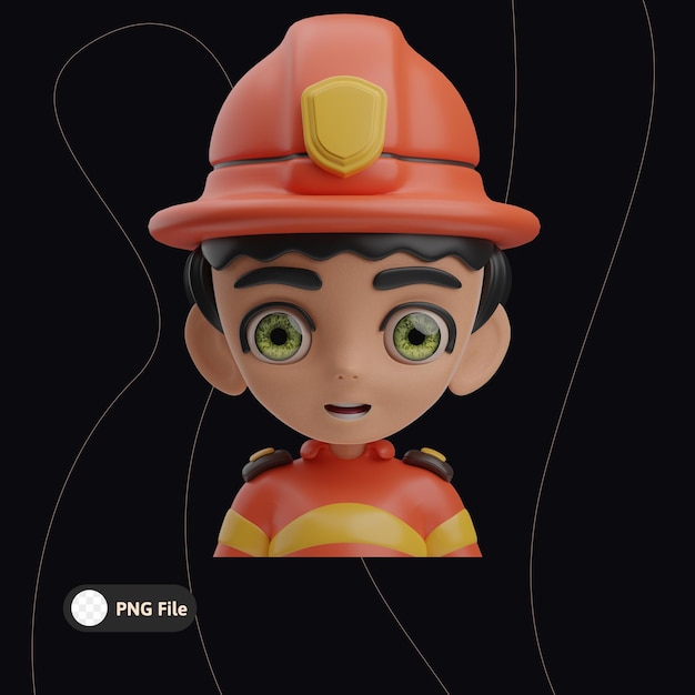 PSD bombeiro homem avatar ilustração 3d