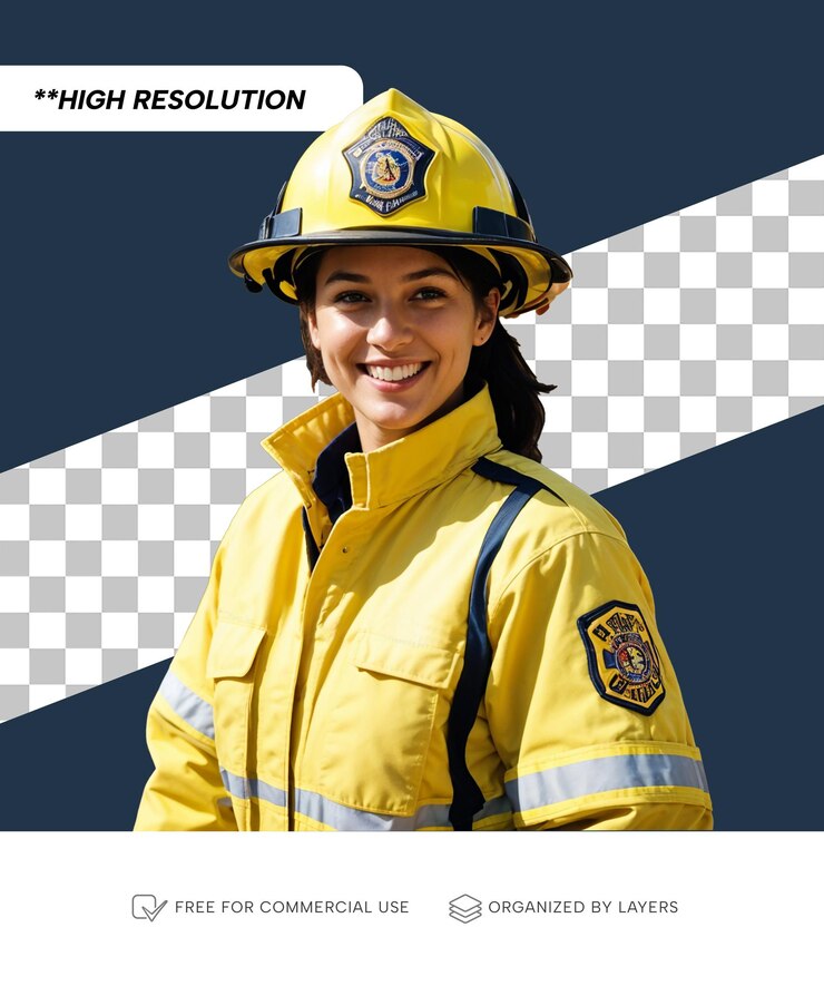 PSD bombeiro profissional com uniforme por modelo png
