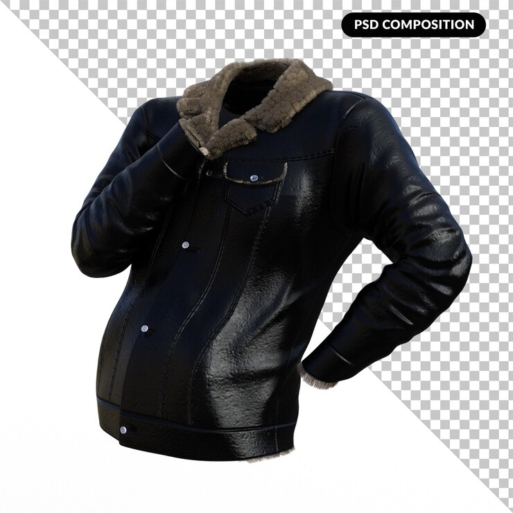 PSD bomber jacket dark isoalted 3d