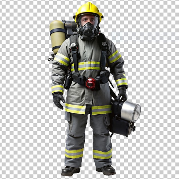 PSD bombero barbudo y serio en uniforme png
