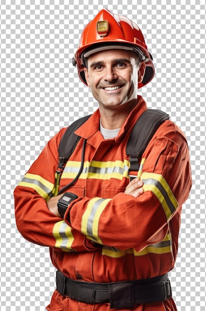 PSD bombero masculino aislado sobre fondo transparente