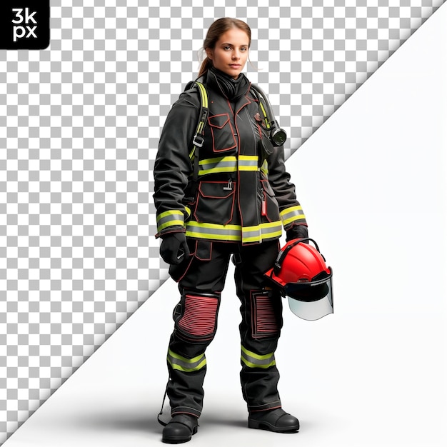 PSD una bomberos mujer con un uniforme de bomberos y un casco