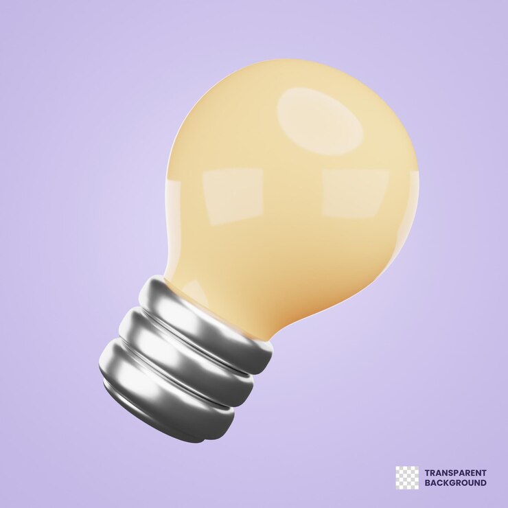 PSD bombilla 3d idea piensa png