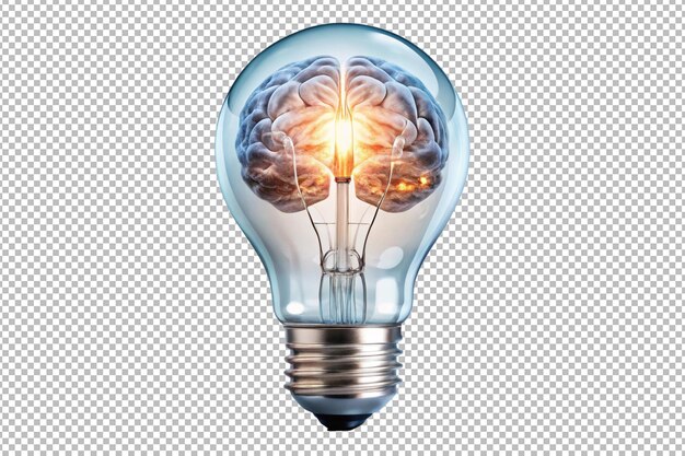 Una bombilla con un cerebro en el interior que representa la creatividad y el poder cognitivo