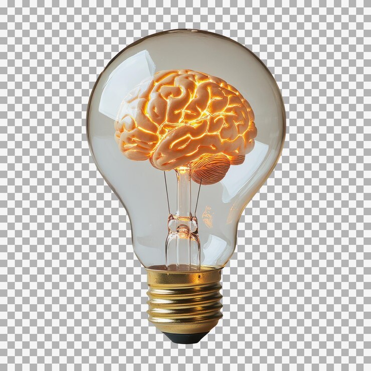 PSD una bombilla de color amarillo claro en un fondo transparente renderización 3d