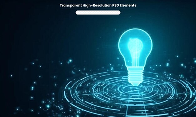 PSD bombilla y concepto de ideas y avances tecnológicos