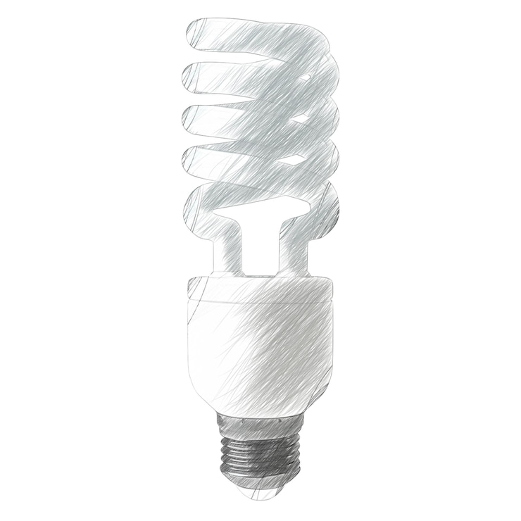 PSD bombilla fluorescente aislado dibujo de fondo transparente