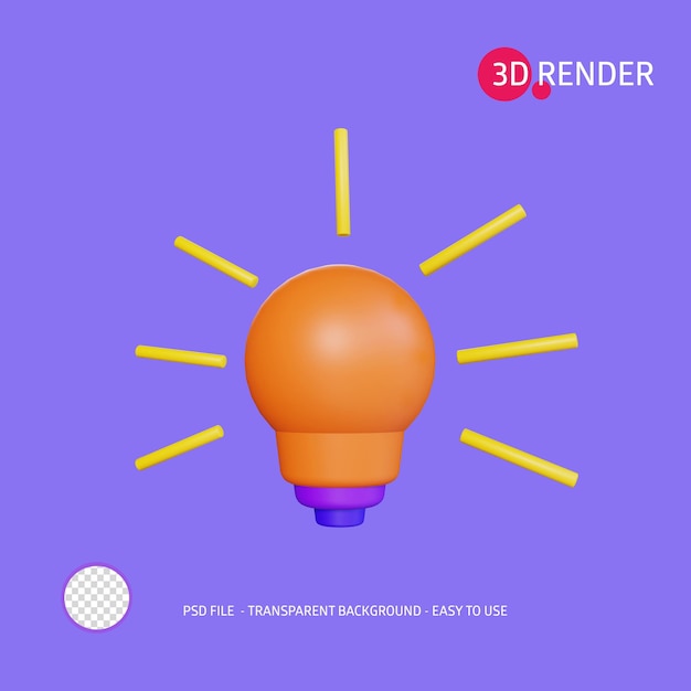 PSD bombilla de icono de render 3d