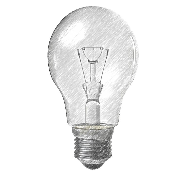 PSD bombilla incandescente aislado dibujo de fondo transparente