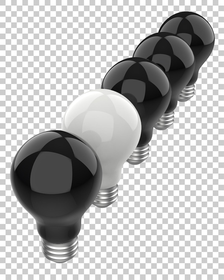 PSD bombilla de luz aislada sobre fondo transparente ilustración de renderizado 3d