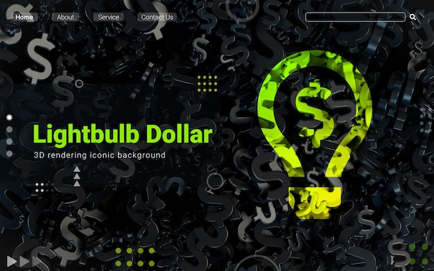 bombilla, signo de dólar, oscuridad, extracto, icónico, plano de fondo, web, y, social, banner, publicidad, 3d, render