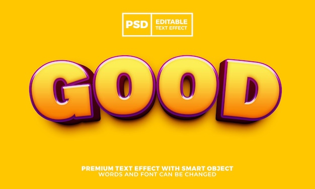 Bon effet de texte modifiable en 3d dessin animé premium psd
