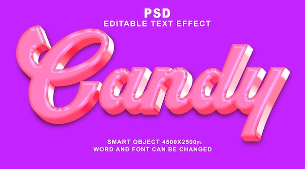 Bonbons 3d Effet De Texte Photoshop Modifiable Avec Fond Mignon