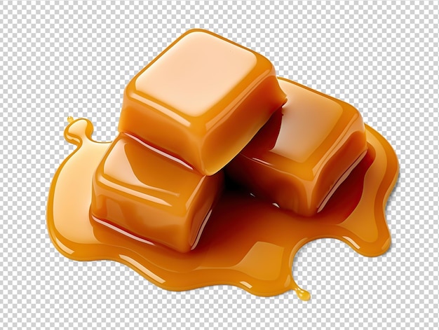 PSD des bonbons au caramel coupés sur du transparent.