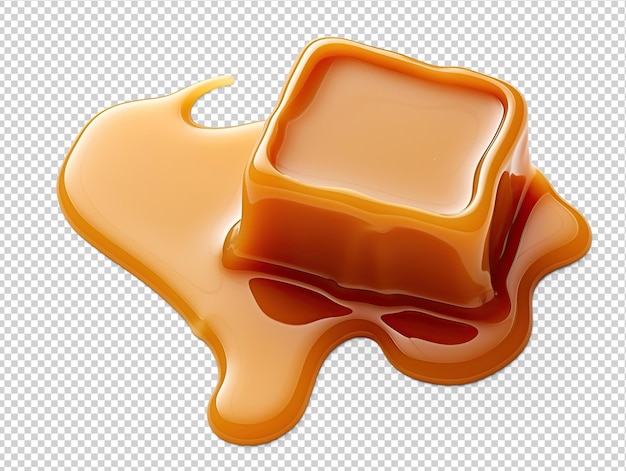 PSD bonbons au caramel fondus coupés sur du transparent