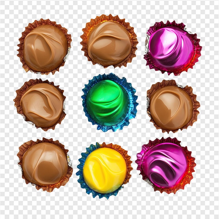 PSD des bonbons colorés sur fond noir