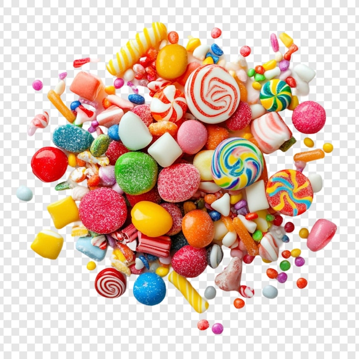 PSD des bonbons colorés des sucettes et des bonbons assortiment de délicieuses friandises