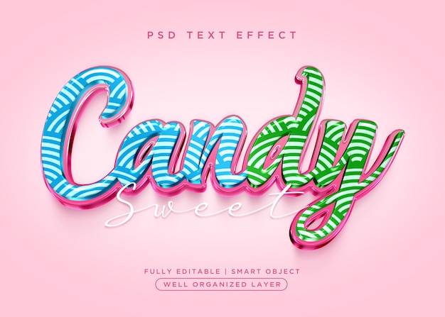 PSD bonbons effet de texte de style 3d