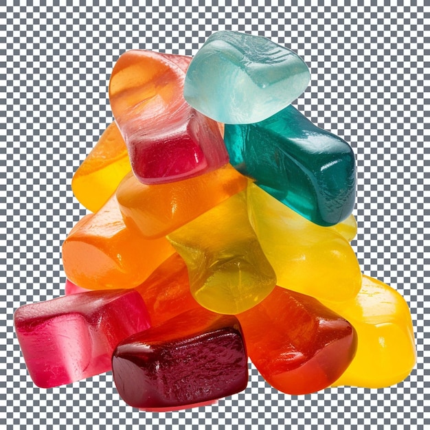 PSD des bonbons de gelée de fruits isolés sur un fond transparent vue supérieure
