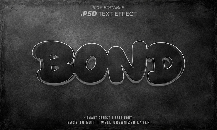 PSD bond-text-effekt im 3d-cartoon-stil