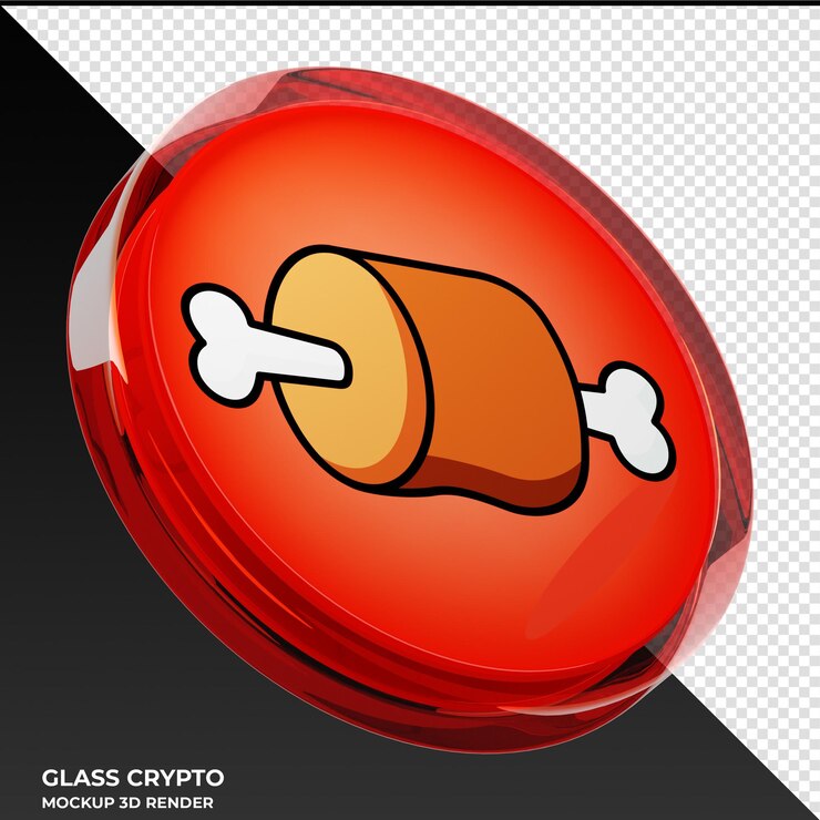 PSD bone shibaswap bone glass crypto coin ilustración 3d